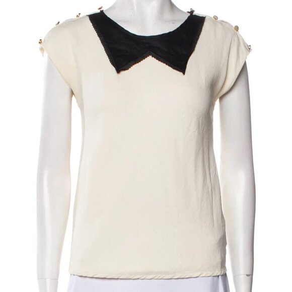 Fendi Wool Blend Top 38 Cream / Black - Picture 1 of 16